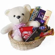 Basket with teddy & chocolates